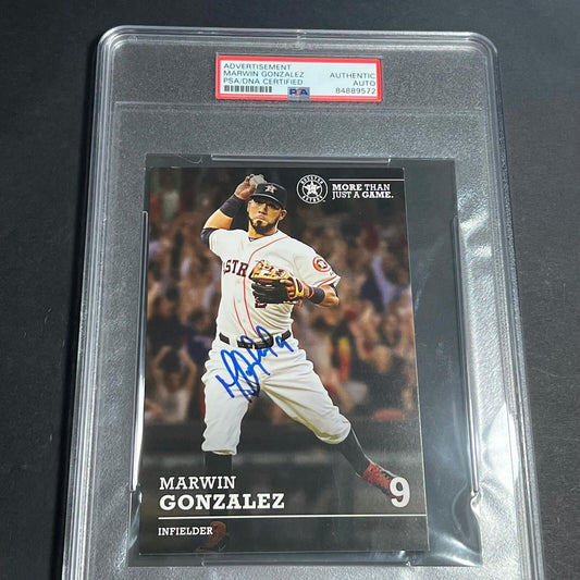 Marwin Gonzalez signed Promo Card PSA/DNA Encapsulated Houston Astros autographe