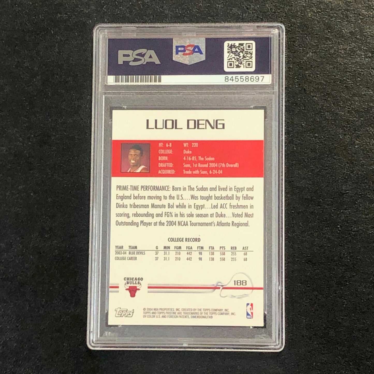 2004-05 Topps Pristine #188 Luol Deng Signed Card AUTO PSA Slabbed Bulls