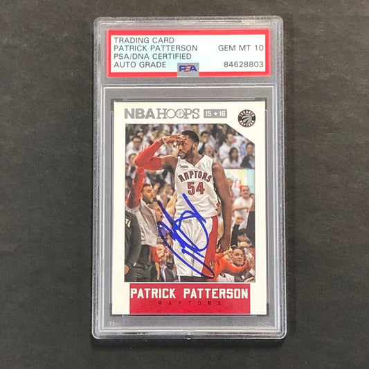 2015-16 NBA Hoops #196 Patrick Patterson Signed Card AUTO 10 PSA Slabbed Raptors