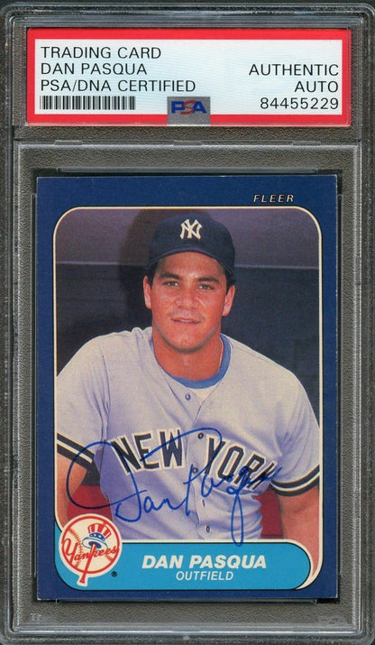 1986 Fleer #114 Dan Pasqua Signed Card PSA Slabbed Auto Yankees