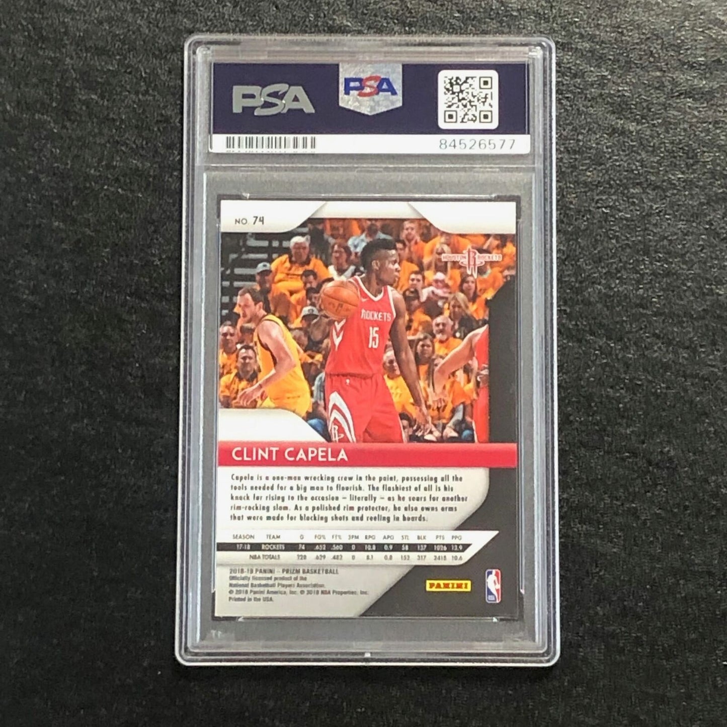 2018-19 Panini Prizm #74 Clint Capela Signed Card AUTO PSA/DNA Slabbed Rockets