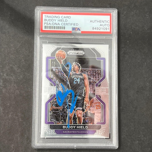 2021-22 Panini Prizm NBA Hoops #192 Buddy Hield Signed Card AUTO PSA Slabbed Kin