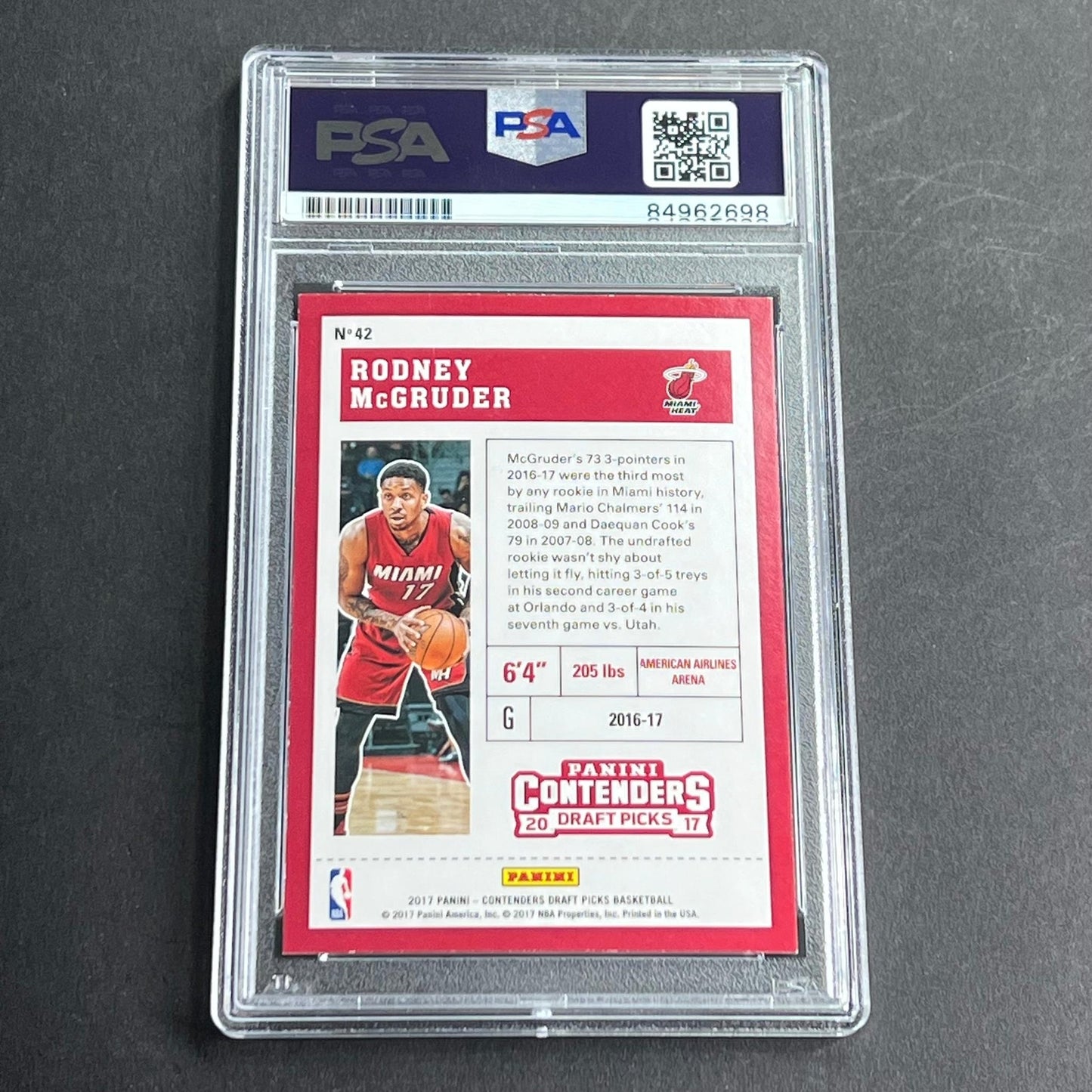 2017 Panini Contenders #42 Rodney McGruder Signed Card AUTO Grade 10 PSA Slabbed