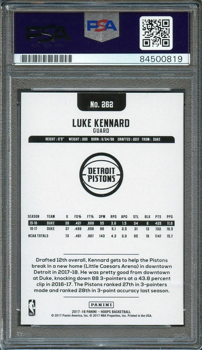 2017-18 NBA HOOPS #262 Luke Kennard Signed Rookie Card AUTO 10 PSA Slabbed RC Pi