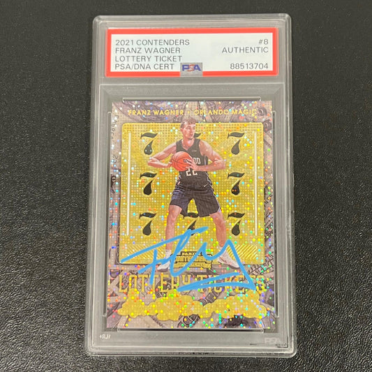 2021-22 Panini Contenders Lottery Ticket #8 Franz Wagner Signed Card AUTO PSA Sl