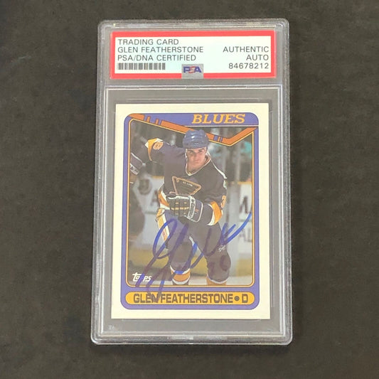 1990 Topps #387 Glen Featherstone Signed Card PSA slabbed Blues