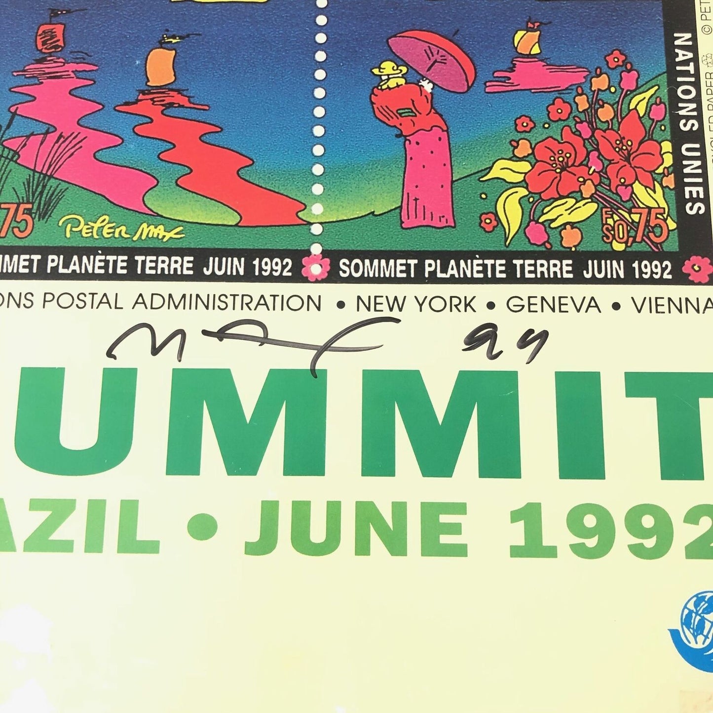 Peter Max signed 24x34 Poster PSA/DNA LOA Earth Summit