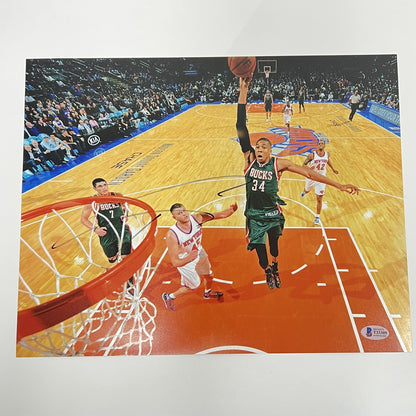 Giannis Antetokounmpo 11x14 Signed Photo BAS Milwaukee Bucks