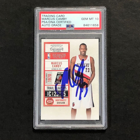 2010-11 Playoff Contenders Patches #22 Marcus Camby Signed AUTO 10 PSA Slabbed T