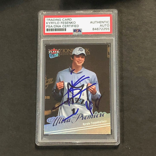 2007-08 Fleer Ultra #223 Kyrylo Fesenko Signed Card PSA/DNA AUTO Slabbed Jazz