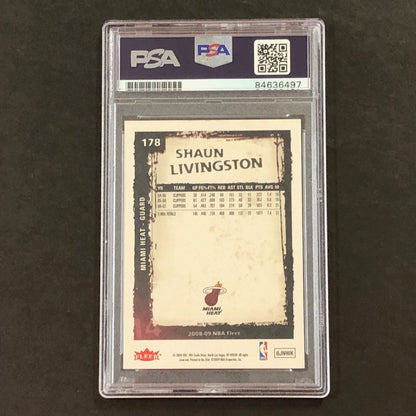 2008-09 NBA Fleer #178 Shaun Livingston Signed Card AUTO PSA Slabbed Heat