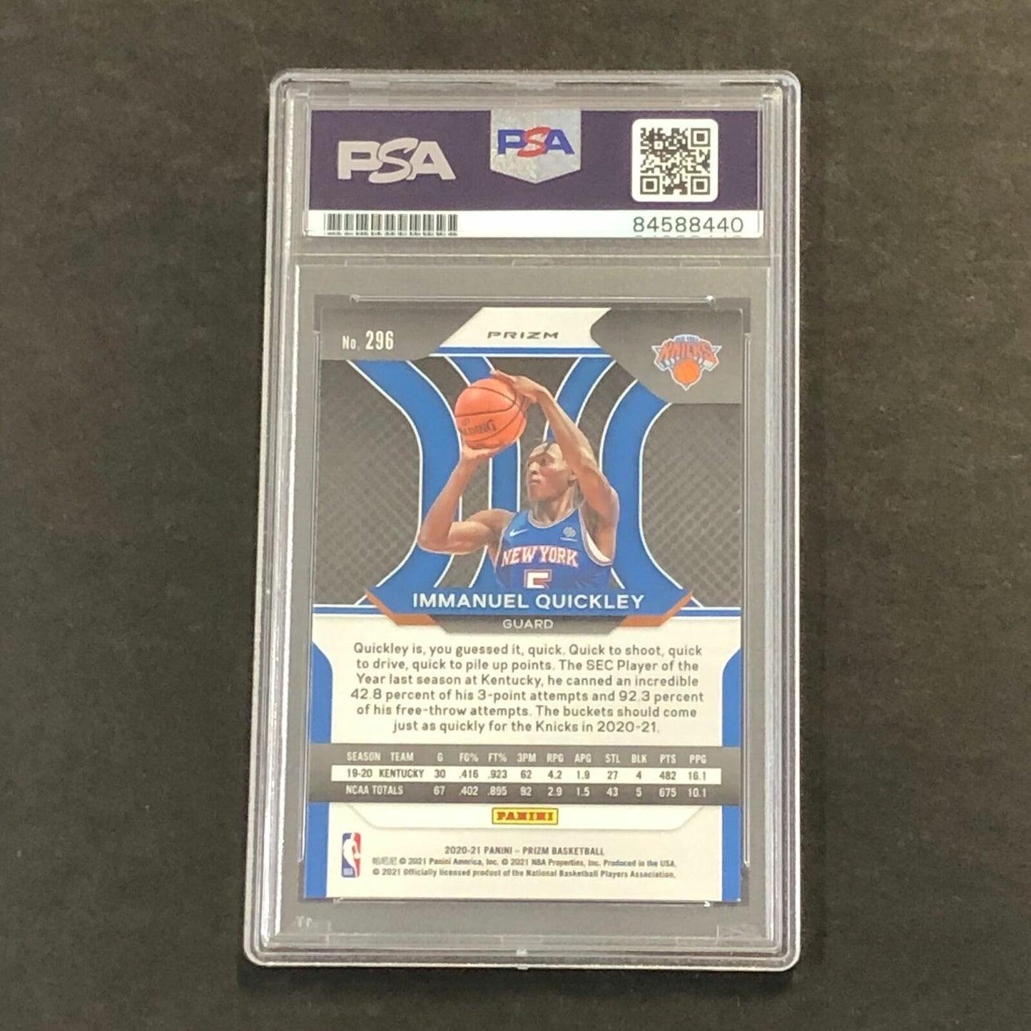 2020-21 Panini Prizm Green #296 IMMANUEL QUICKLEY Signed Card AUTO PSA Slabbed R