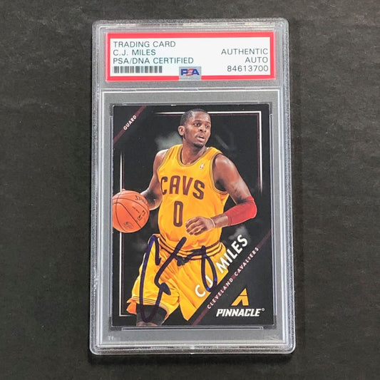 2013-14 Pinnacle Basketball #242 CJ Miles Signed Card PSA Slabbed Cavaliers