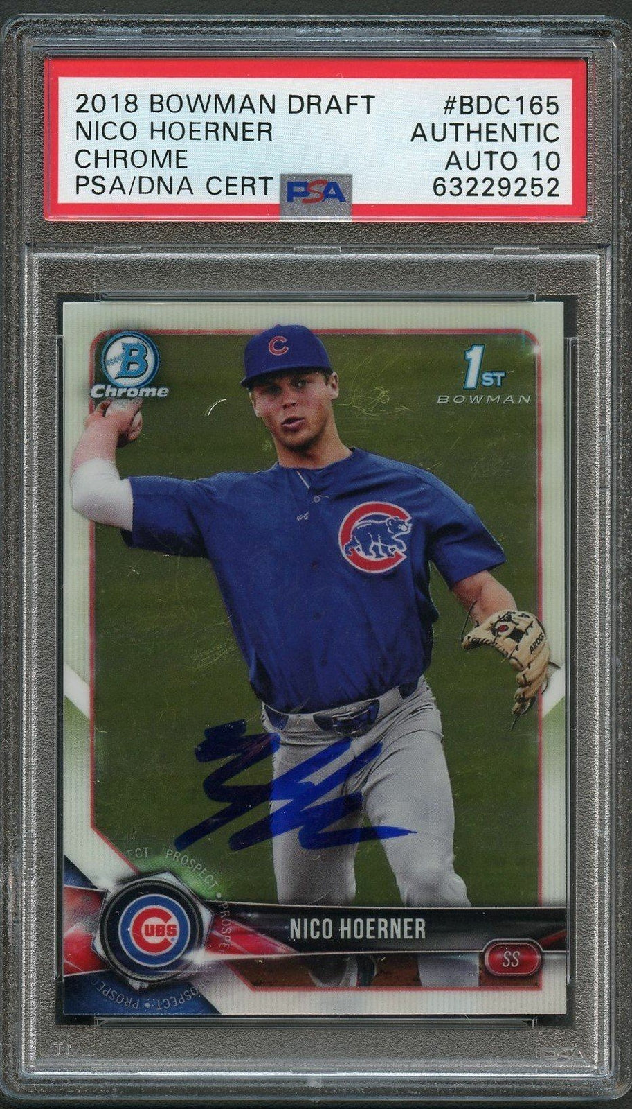 2018 Bowman Draft BD-165 Chrome Nico Hoerner Signed Card PSA Slabbed Auto 10 Cub