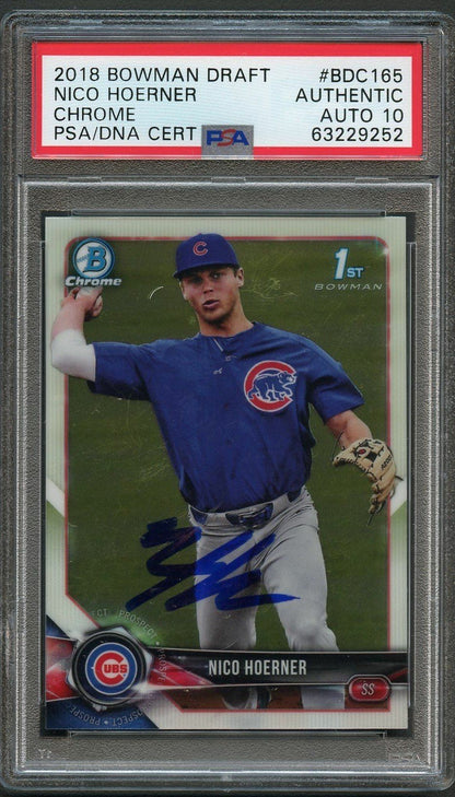 2018 Bowman Draft BD-165 Chrome Nico Hoerner Signed Card PSA Slabbed Auto 10 Cub