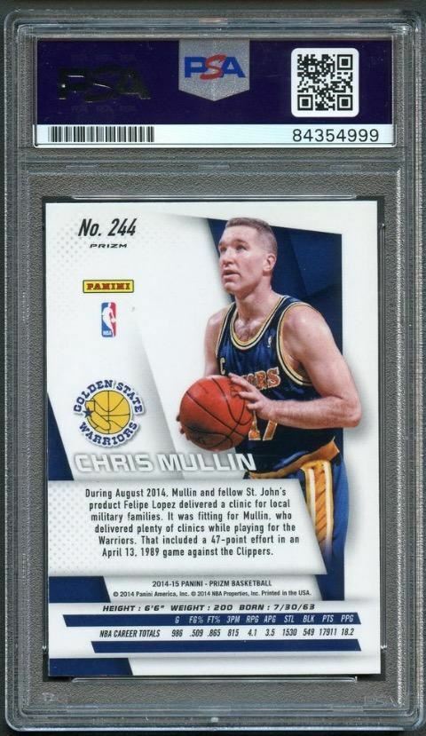 2014-15 Prizm Yellow and Red Mosaic #244 Chris Mullin Signed Card AUTO Grade 10