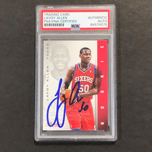 2012-13 PANINI PRESTIGE #185 LAVOY ALLEN Signed Card AUTO PSA Slabbed 76ers