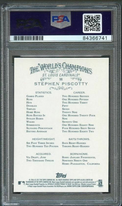 2017 Topps Allen and Ginter #98 Stephen Piscotty Signed Card PSA Slabbed Auto Ca