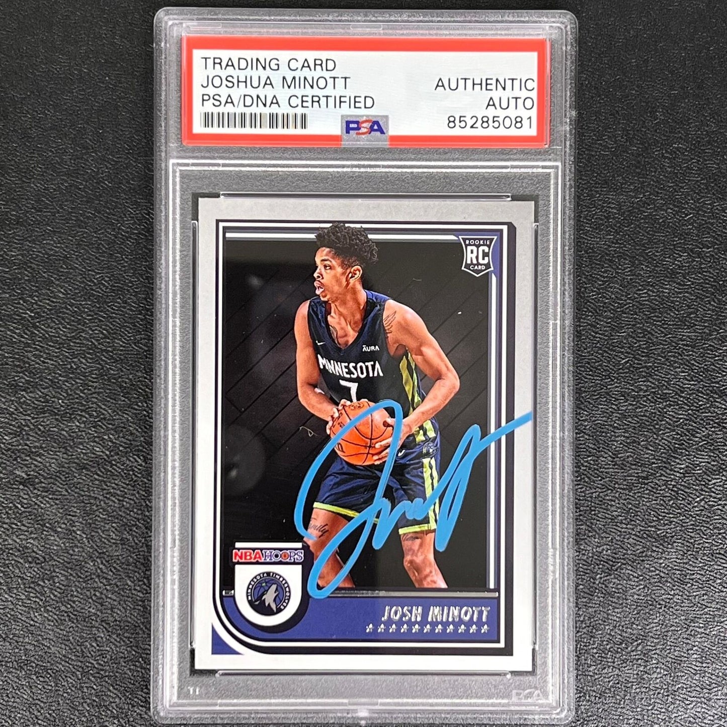 2022-23 NBA Hoops #278 Joshua Minott Signed Card AUTO PSA/DNA Slabbed RC Timberw