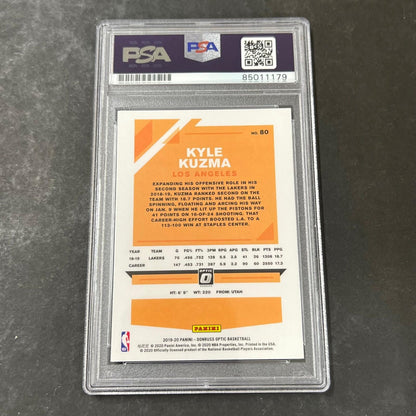 2019-20 Donruss Optic Basketball #80 Kyle Kuzma Signed Card AUTO PSA Slabbed Lak