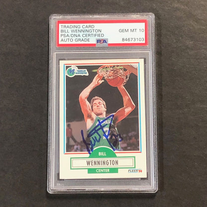 1990-91 Fleer #44 Bill Wennington Signed Card AUTO GRADE 10 PSA Slabbed Maverick