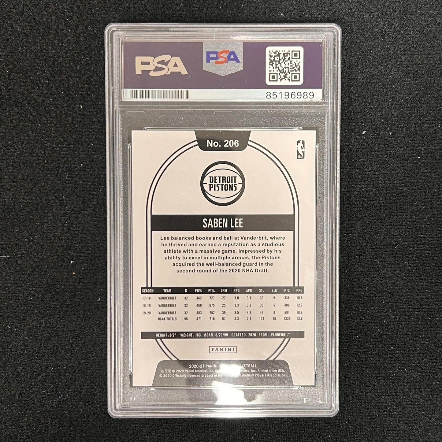2020-21 Panini Hoops Rated Rookie #206 Saben Lee Signed Card AUTO PSA Slabbed Pi