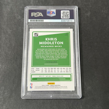 2020-21 Panini Donruss #185 Khris Middleton Signed Card AUTO PSA/DNA Slabbed Buc
