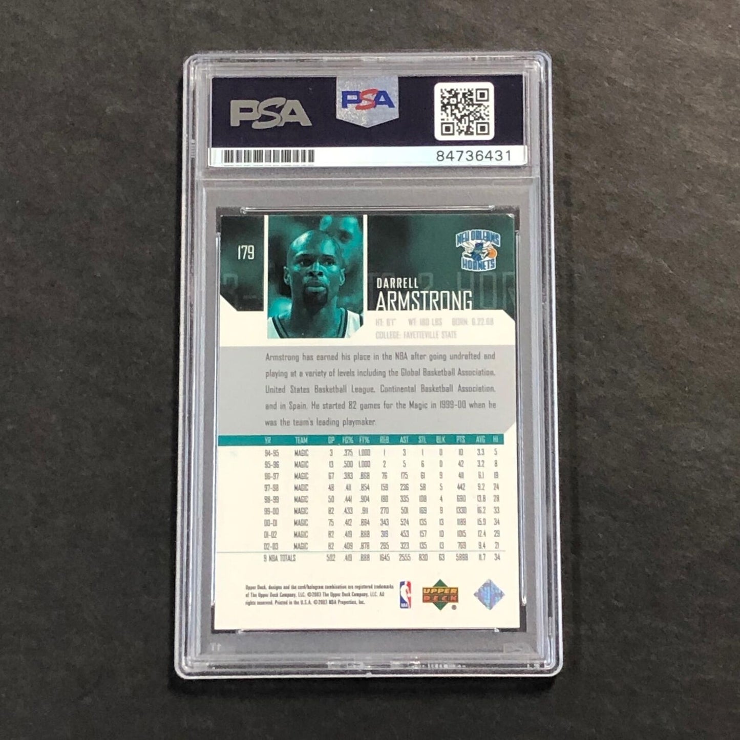 2003-04 Upper Deck #179 Darrell Armstrong Signed Card AUTO PSA Slabbed Hornets