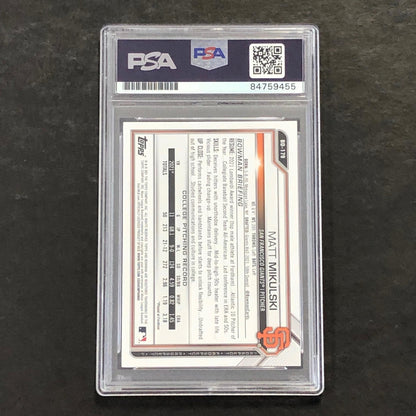 2021 Bowman Draft #BD-179 Matt Mikulski Signed Card PSA Slabbed Auto Giants
