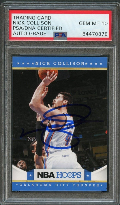 2012-13 NBA Hoops #139 Nick Collison Signed Card Auto 10 PSA/DNA Slabbed Thunder