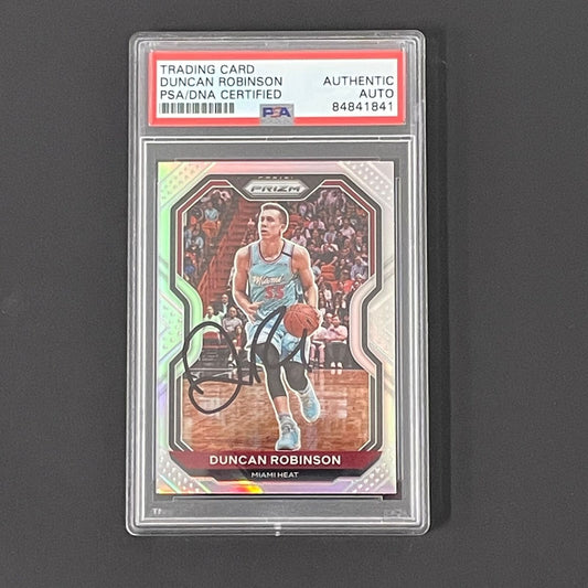 2020-21 Panini Prizm Refractor #181 Duncan Robinson Signed Card PSA Slabbed Heat