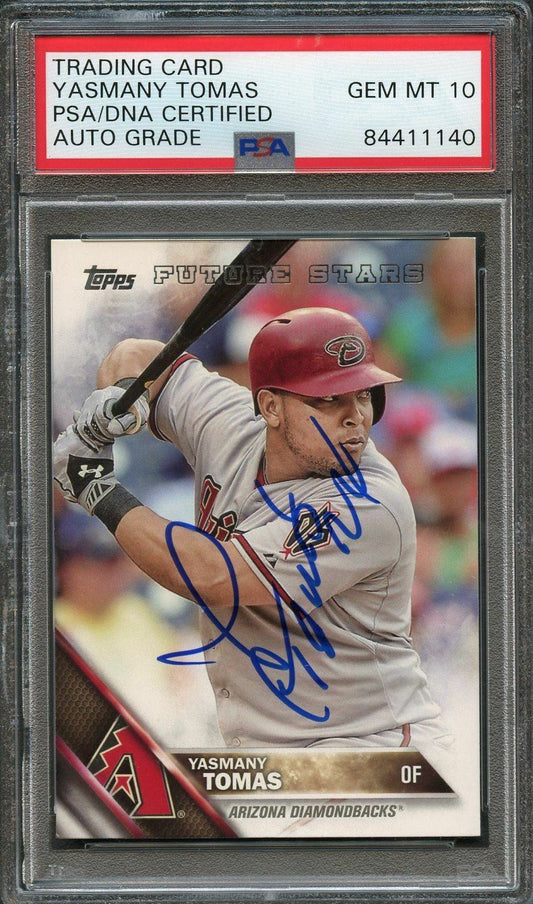 2016 Topps #186 Yasmany Tomas Signed Card PSA Slabbed Auto Grade 10 Dbacks