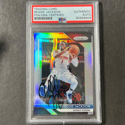 2018-19 Panini Prizm #142 Reggie Jackson Signed Card AUTO PSA Slabbed Pistons