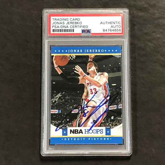 2012-13 NBA Hoops #91 Jonas Jerebko Signed Card AUTO PSA Slabbed Pistons