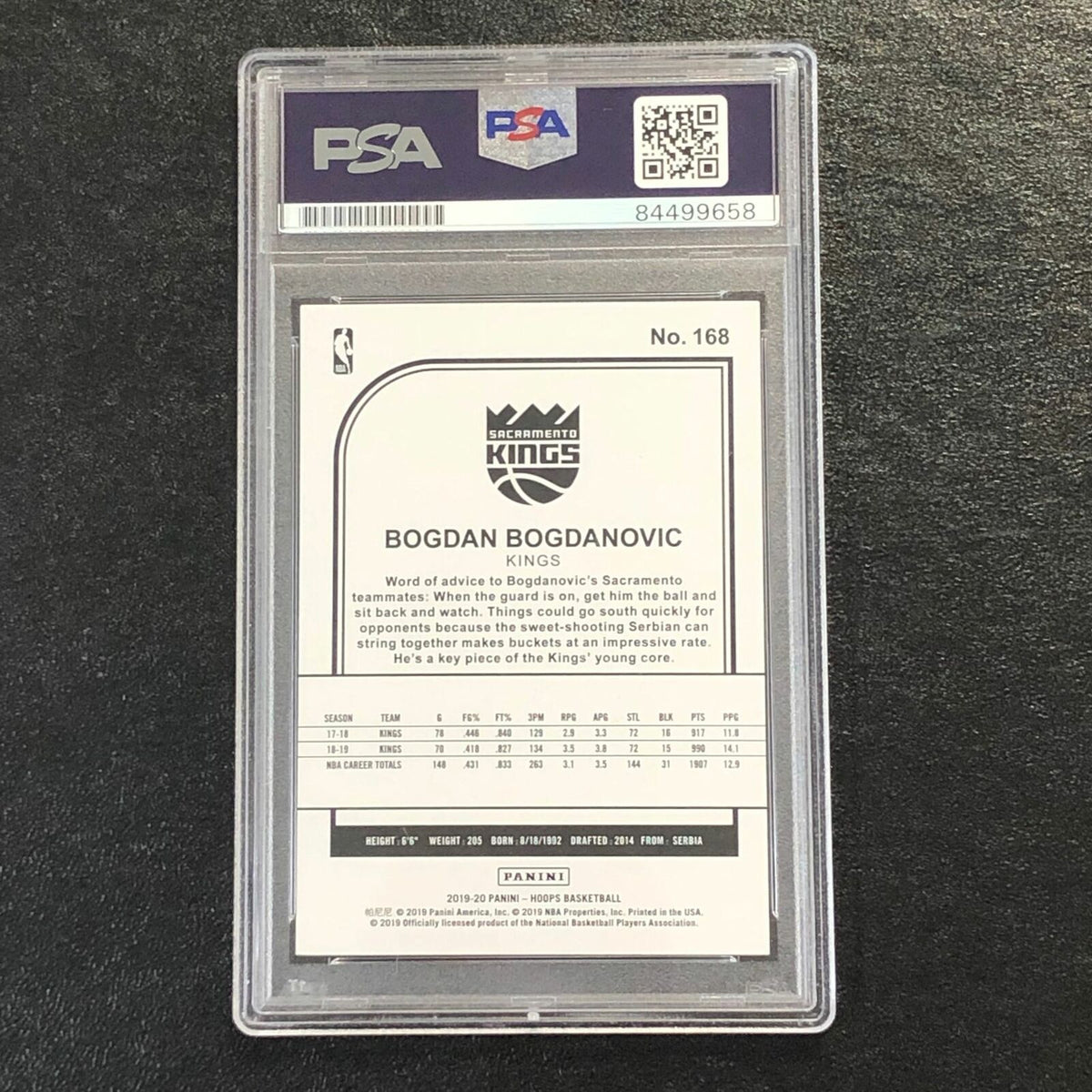 2019-20 NBA Hoops #168 Bogdan Bogdanovic signed Auto 10 Card PSA/DNA Slabbed Kin