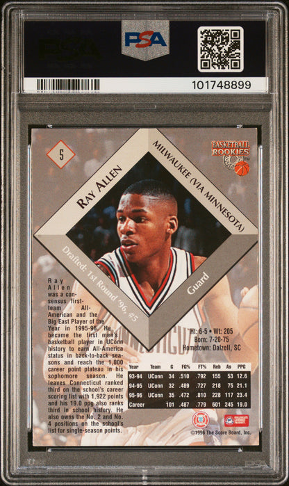 1996 Score Board Basketball Rookies #5 Ray Allen PSA A Auto 10