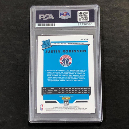 2019-20 OPTIC RATED ROOKIE #174 JUSTIN ROBINSON Signed Rookie Card AUTO PSA Slab