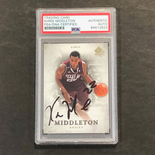 2012-13 Upper Deck SP Authentic #35 Khris Middleton Signed Card AUTO PSA/DNA Sla