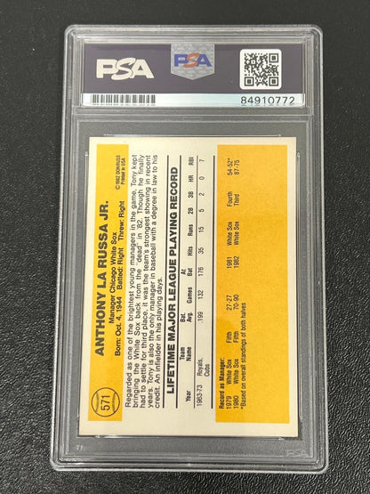 1989 Donruss #571 Tony La Russa Signed Card Auto 10 PSA Slabbed White Sox