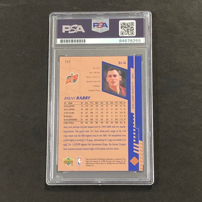 2000-01 Upper Deck #157 Brent Barry Signed Card AUTO PSA Slabbed Supersonics