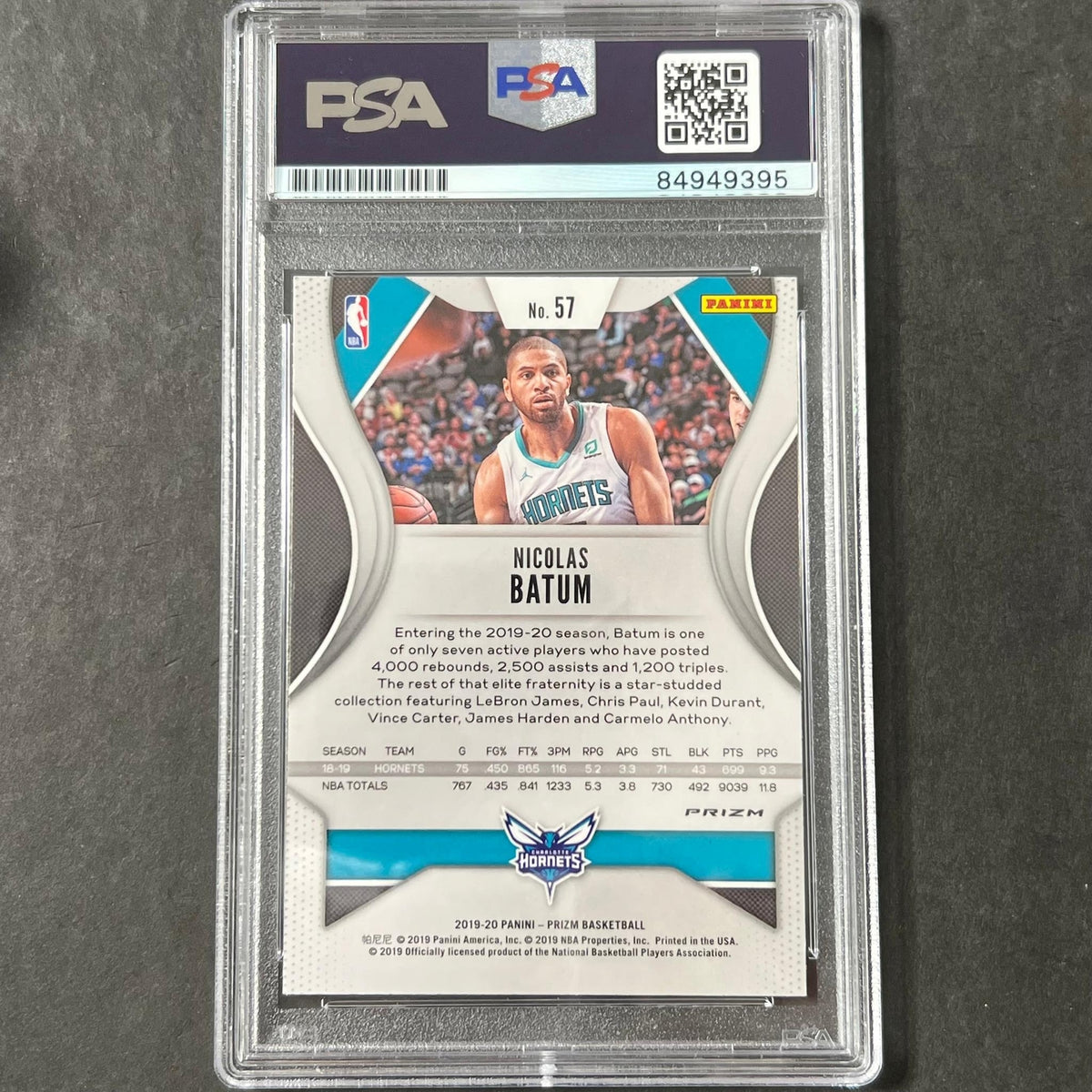 2019-20 Panini Prizm Silver #57 Nicolas Batum Signed Card AUTO PSA Slabbed Horne