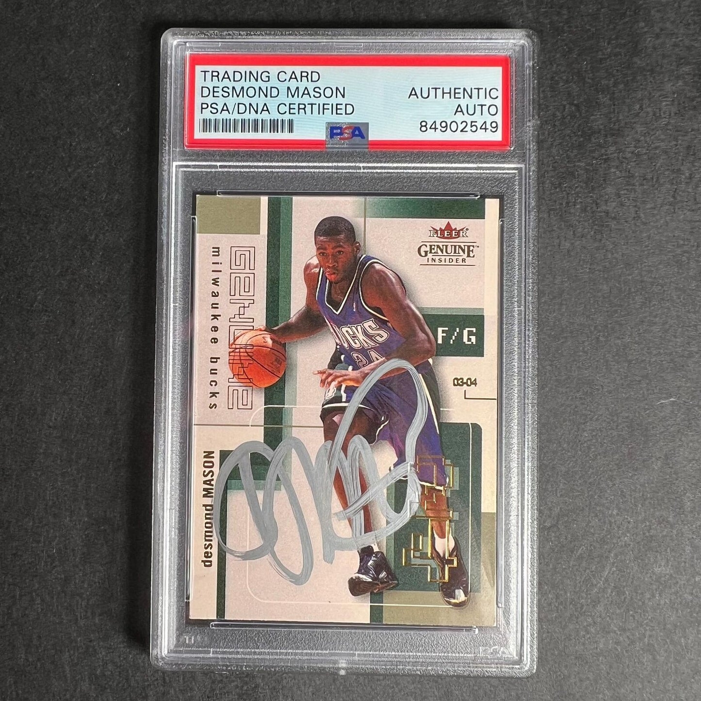 2003-04 Fleer Insider #24 Desmond Mason Signed Card Auto PSA/DNA Slabbed Bucks