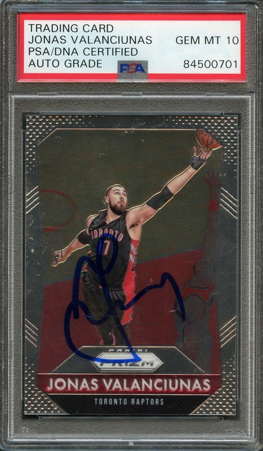 2015-16 PANINI PRIZM #151 Jonas Valanciunas Signed Card AUTO 10 PSA Slabbed Rapt