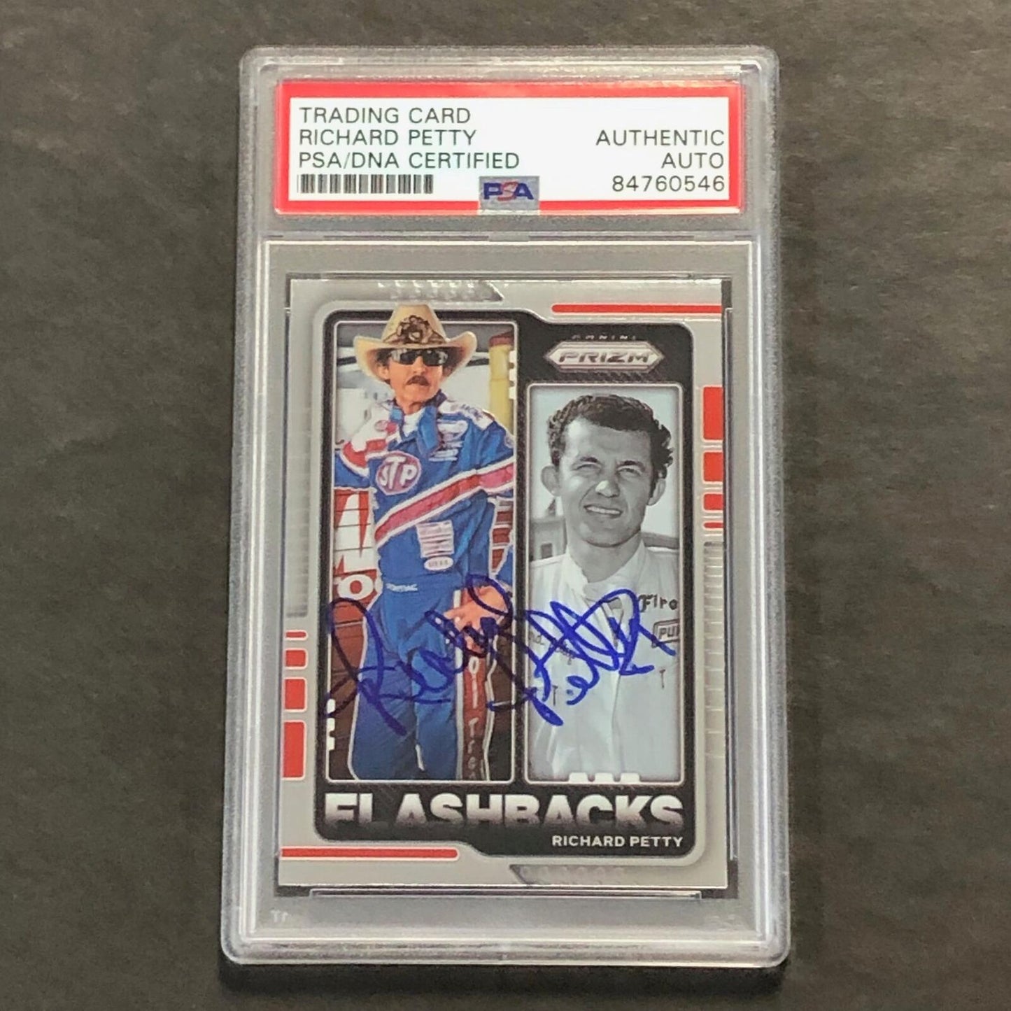 2021 Panini Prizm Racing Flashbacks #77 Richard Petty Signed Card AUTO PSA Slabb