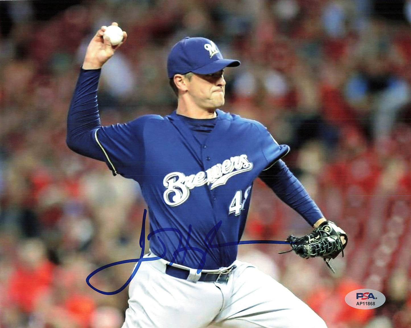 Jared Hughes Signed 8x10 Photo PSA Milwaukee Brewers