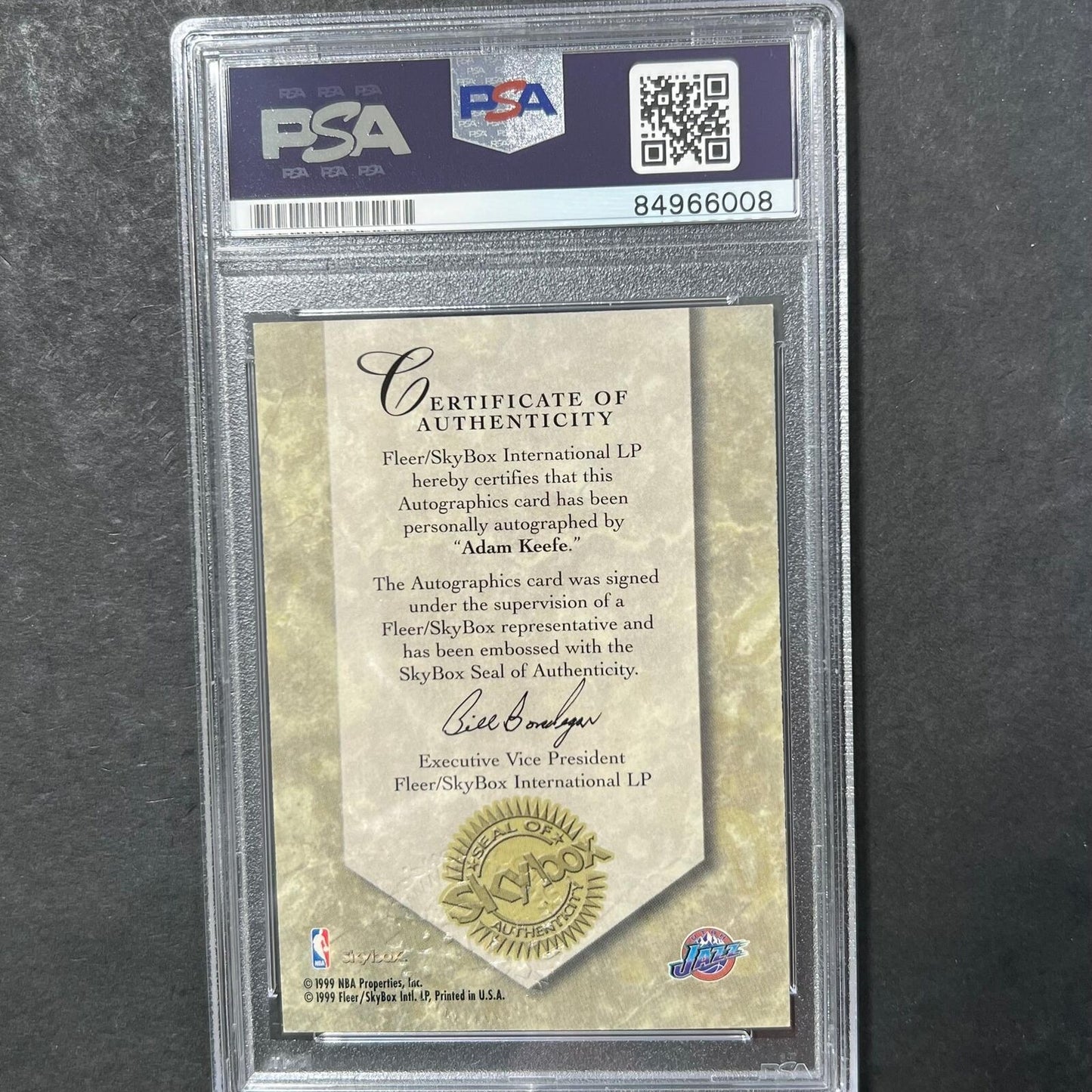 1999 Fleer Skybox Adam Keefe Signed Card AUTO PSA Slabbed Jazz