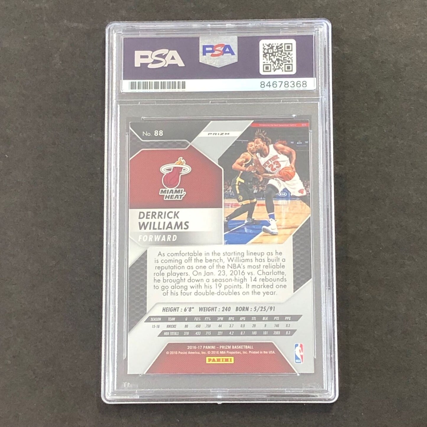 2016-17 Panini Prizm #88 Derrick Williams Signed Card PSA/DNA Slabbed Heat