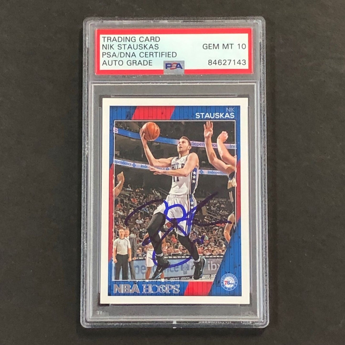 2016-17 NBA Hoops #161 Nik Stauskas Signed Card AUTO 10 PSA Slabbed 76ers