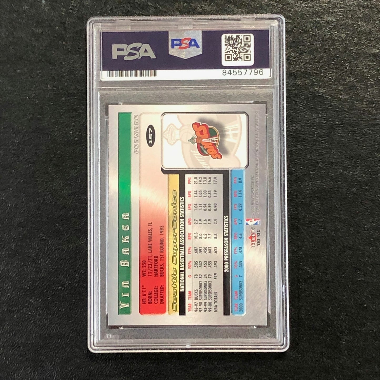 2000-01 Fleer Futures #157 Vin Baker Signed Card AUTO PSA/DNA Slabbed Supersonic