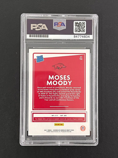 2021-22 Panini Chronicles Draft Picks #36 Moses Moody Signed Card AUTO PSA Slabb